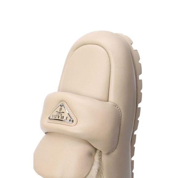 PRADA Soft Padded Nappa Leather Shearling Mules Rare Beige 40.5 - Picture 6 of 8